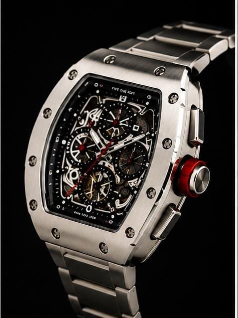 Premium Silver Skeleton Chronograph Watch – First Copy - Image 2