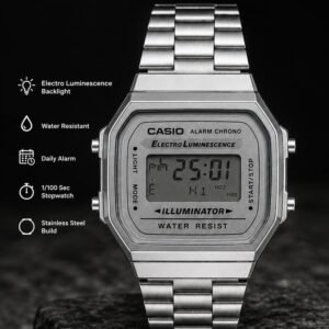 Casio A168W Vintage Digital Stainless Steel Watch